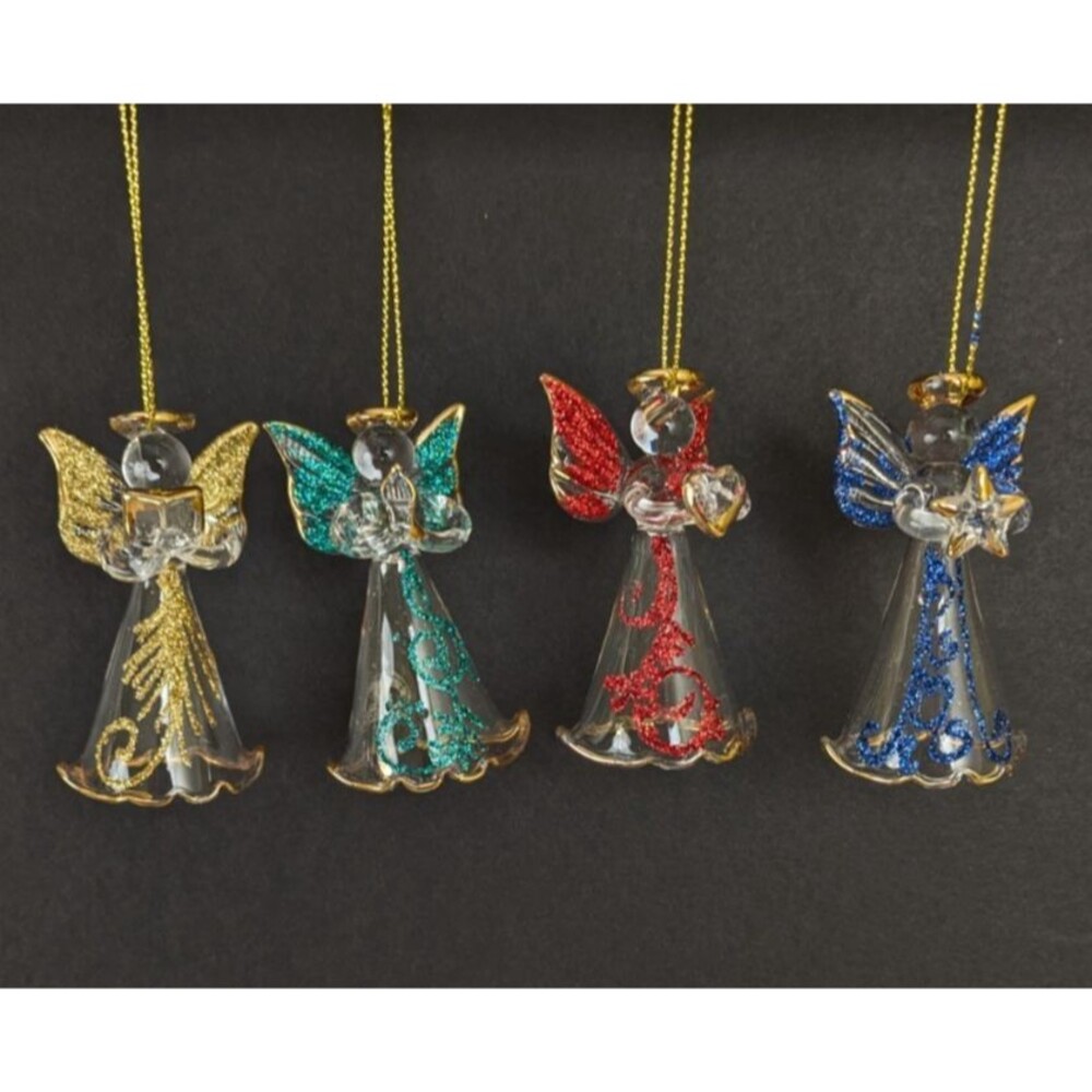 Uno Alla Volta Handblown Venetian Glass Rainbow Angel Christmas Ornaments
